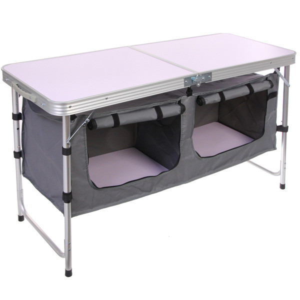 Стол кемпинговый складной 120*47*54-70 см, с 2-мя подвесными отделениями